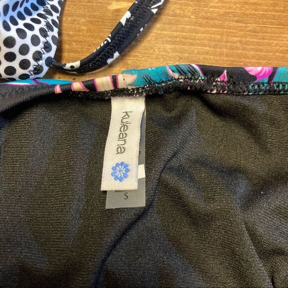 NWT Kuleana Swimsuit Tropical 2 Piece Bikini Bandeau Ruffle Top Bottoms Small - Picture 10 of 14